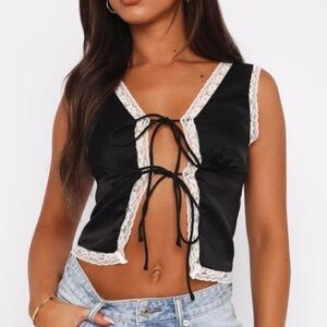 White Fox Lace Tie Top